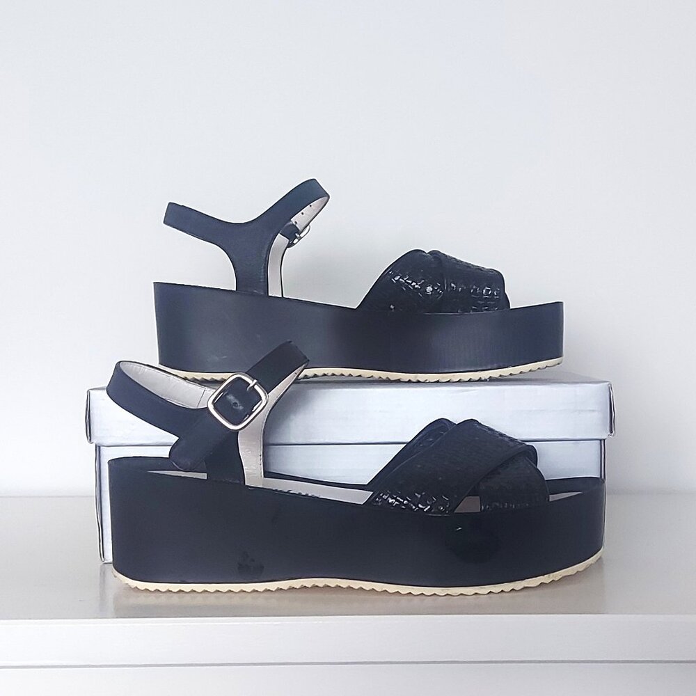 Stephane Kelian (Paris) Woven Ankle Strap Platform Sandals - Size 38 m(US 7.5/8)